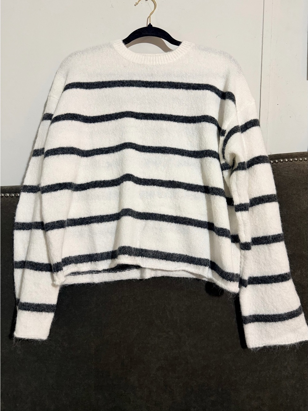 Zenana sweater with Charcoal stripes. Soft